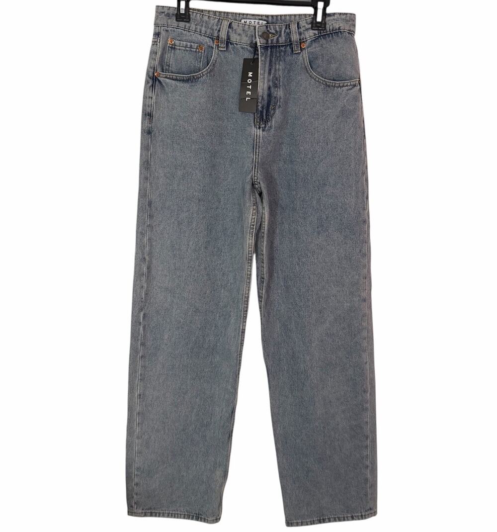 Motel Parallel Jeans Light Wash Blue Womens NWT Size Medium 33 Long Tall Cotton